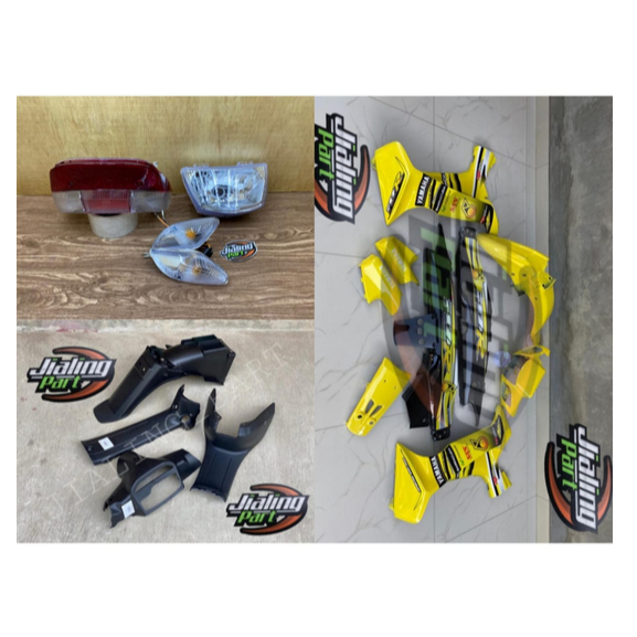 sepaket yamaha fiz r petronas variasi kuning  body halus dan body kasar fiz r kuning hitam set strip
