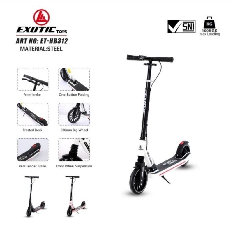 Scooter Roda Dua Exotic ET HB 312 Rem Shock Steel Otoped HB312 Max 100kg