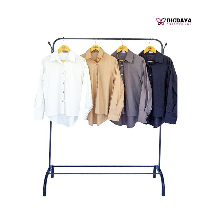 Atasan Wanita - Kemeja Lengan Balon Katun Bangkok Basic 60 - Kemeja Katun