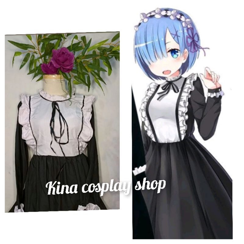 Re:Zero Ram Rem Maid Apron Cosplay Costume Anime Female