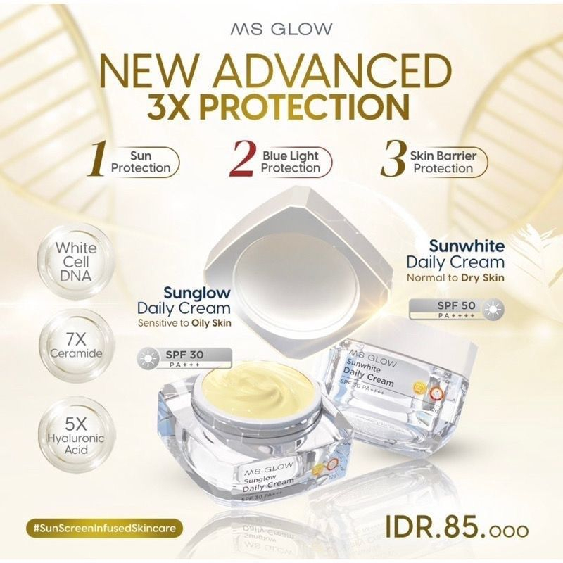 ⚡️BG⚡MS Glow Sunwhite Daily Cream SPF 50 Untuk Tipe Kulit Normal - MS Glow Sunglow Daily Cream SPF 3