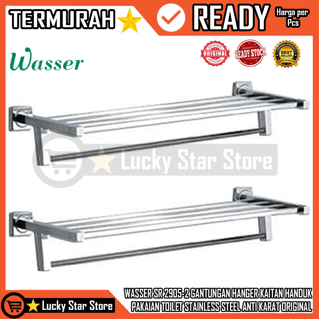 WASSER SR 2905-2 HANGER JEMURAN TEMPAT GANTUNGAN  GANTUNG HANDUK PAKAIAN TOILET KAMAR MANDI WC RUMAH