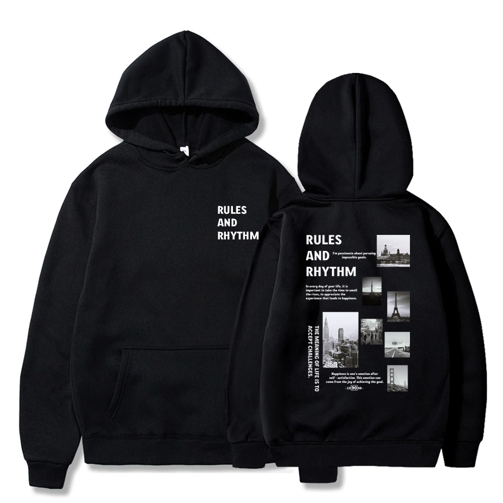 Sweater Hoodie Oversize Rules and Rhythm Wanita/Remaja/Dewasa Cowok Cewek Hoodie Sweater