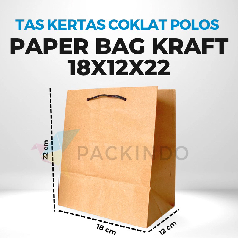 

Paper Bag Kraft / Tas Kertas Coklat Polos 18 x 12 x 22 cm
