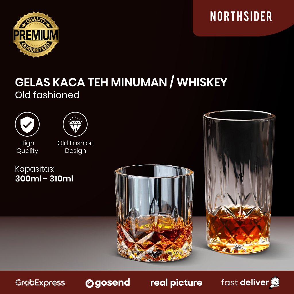 Gelas kaca teh kopi minuman whiskey Old Fashioned