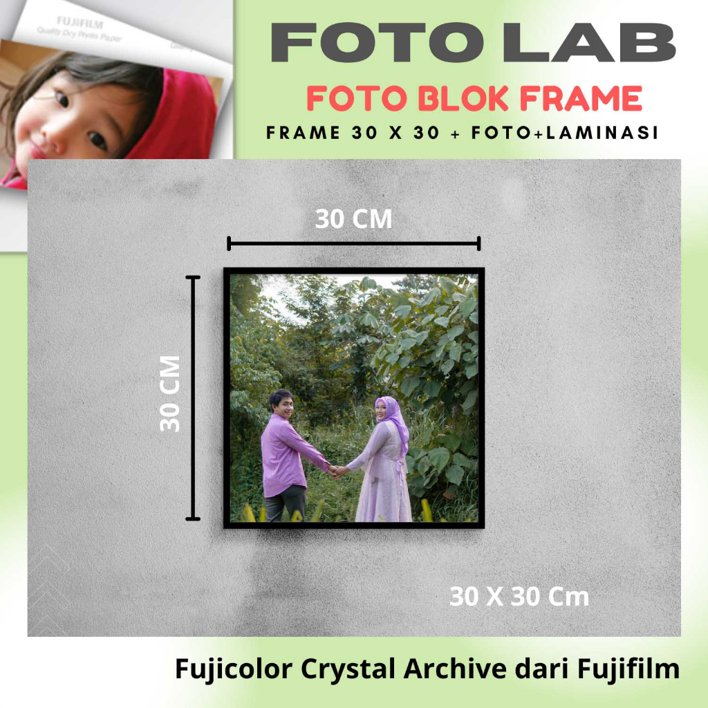 Paket Cetak 30x30 Laminasi Frame Foto Blok