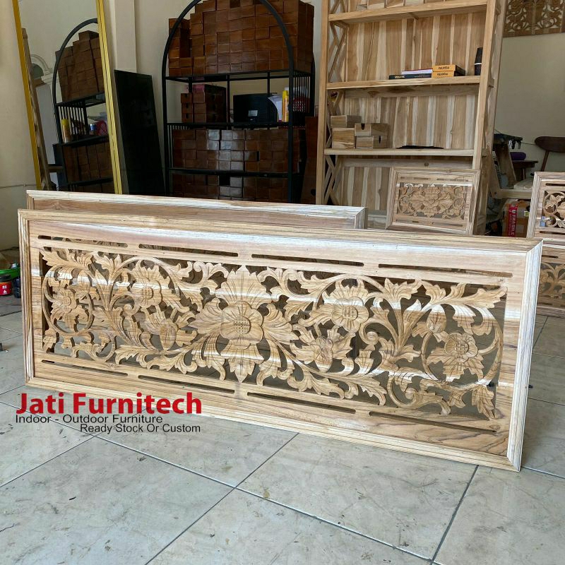 hiasan dinding ukiran jati - lubang angin fentilasi uk 130x50