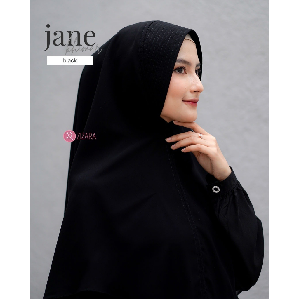 KHIMAR JANE ZIZARA JILBAB INSTAN HITAM FREE CADAR