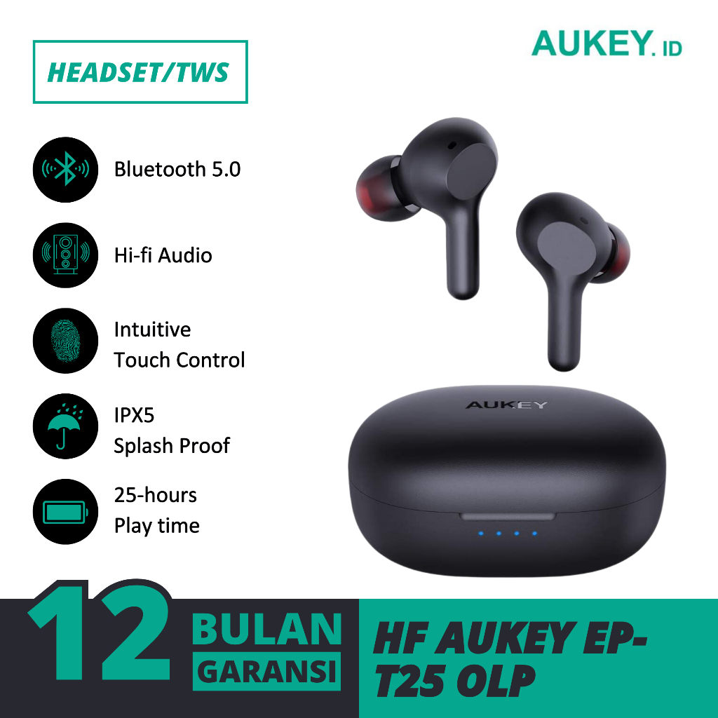 Aukey Earbuds TWS Bluetooth Earphone True Wireless EP-T25 High Fidelity Audio