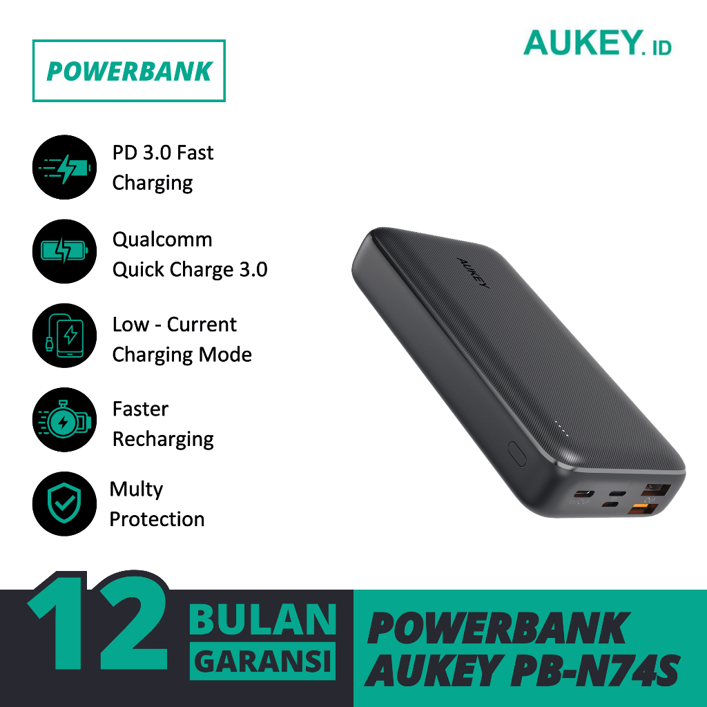 Aukey Powerbank PB-N74S Basix Plus PD 20000mAh - 500730