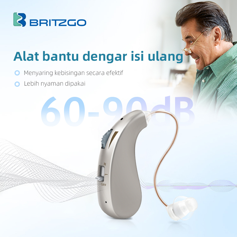 Britzgo Alat Bantu Dengar telinga orang tua original  terbaik hearing aids mini hearing amplifiers digital chip 2 modes VHP-1206