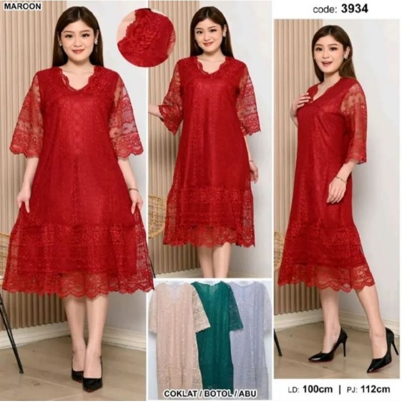 gaun/dres pesta brokat mewah bisa jumbo