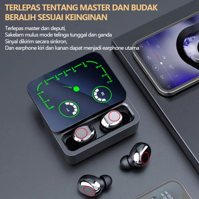 FG STORE HEADSET HANDSFREE BLUETOOTH TWS M90 MAX POWERBANK M-90 DIGITAL