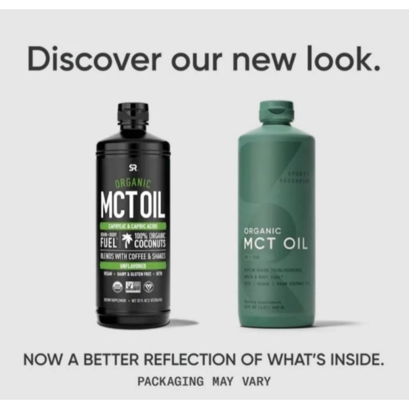 Sports Research Organic MCT Oil Unflavored 946 ml minyak keto diet energy