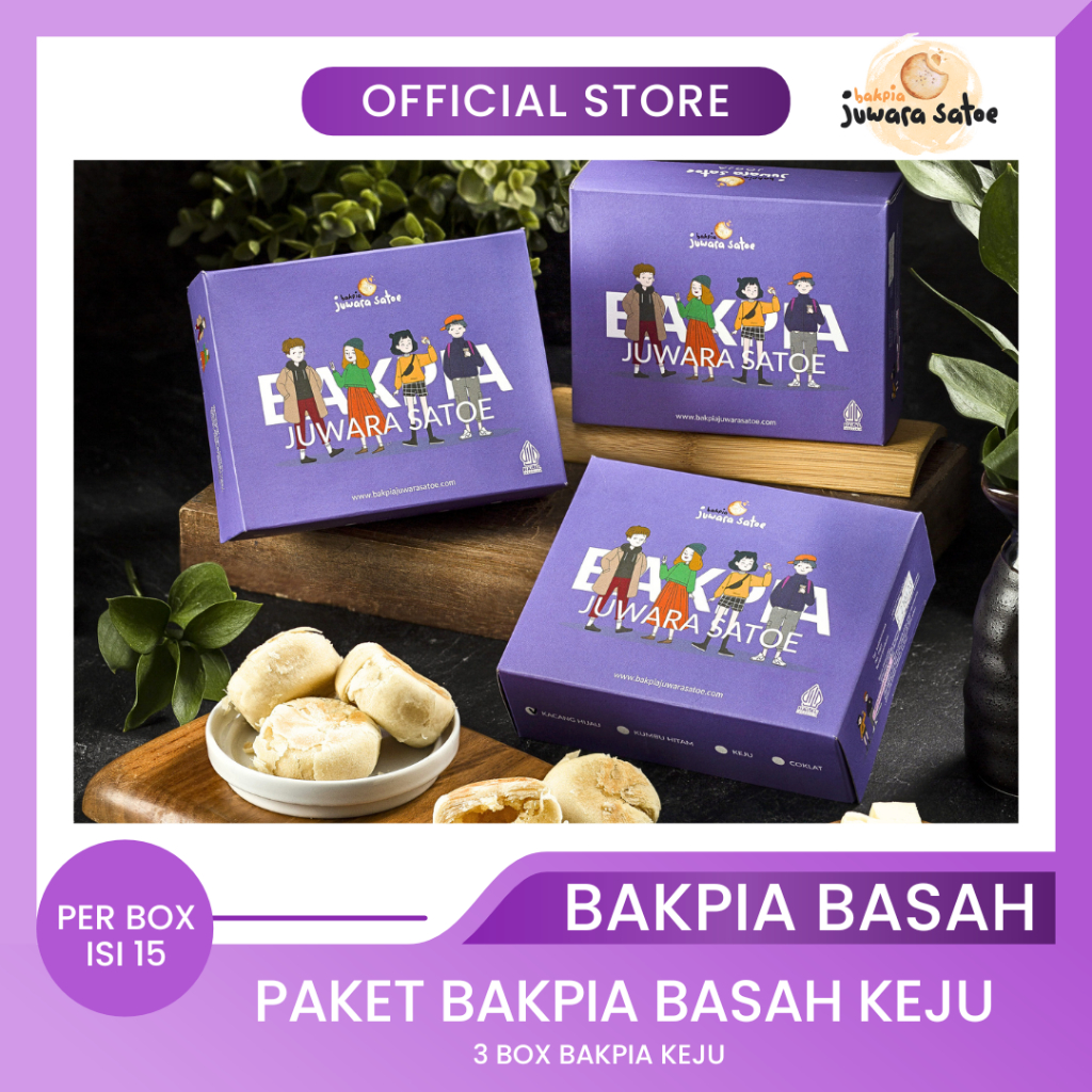 

BAKPIA JUWARA SATOE [ 3 Box ] Paket Bakpia Basah Keju - Oleh Oleh Khas Jogja