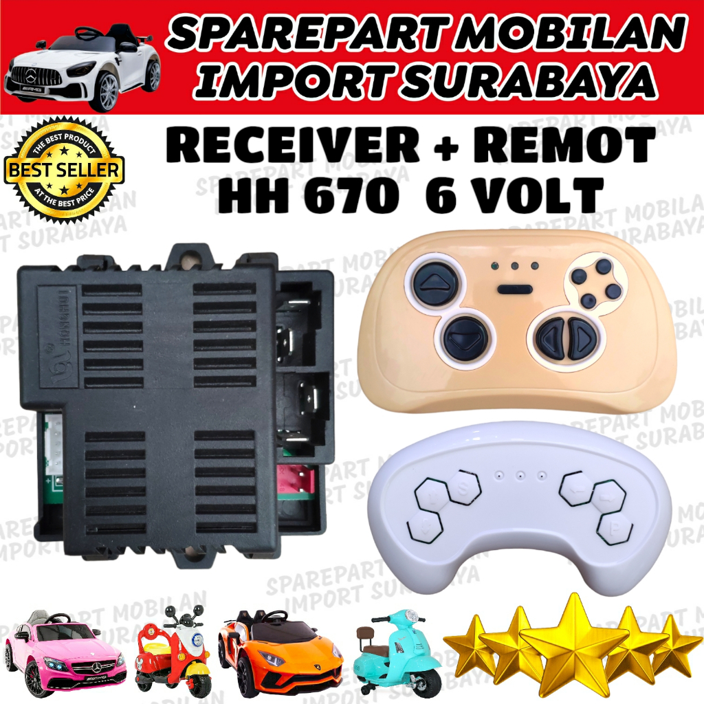 MODUL CONTROLLER MOBIL AKI MAINAN ANAK HH 670 K 2.4G 6 VOLT 5 PIN JEEP PMB UNIKID PLIKO RECEIVER 6V