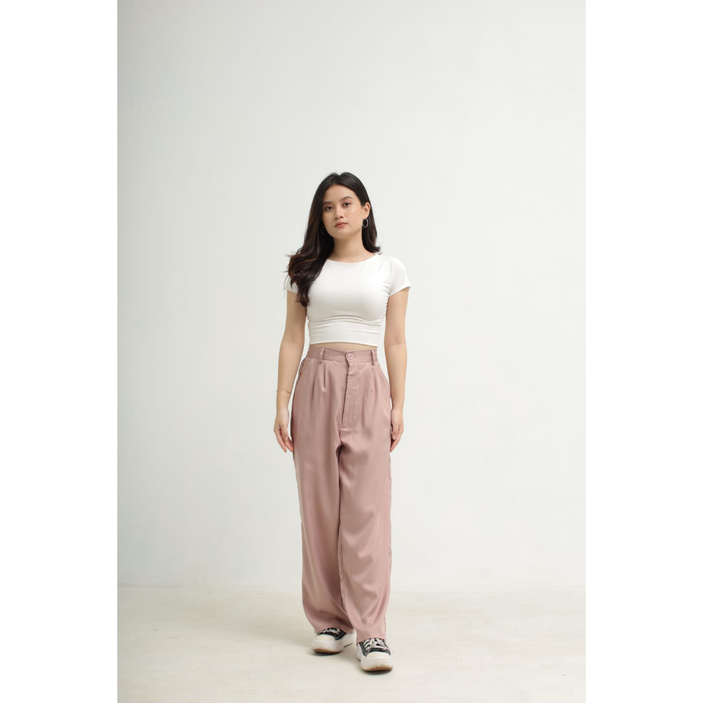 Loose Pants Highwaist Celana Kulot Formal Polos Ukuran All Size