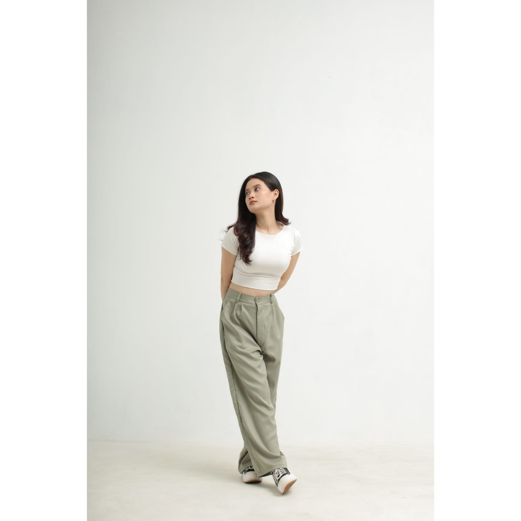 Loose Pants Highwaist Celana Kulot Formal Polos Ukuran All Size