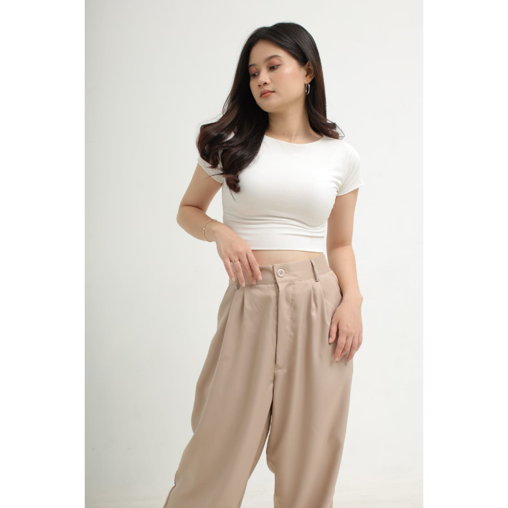 Loose Pants Highwaist Celana Kulot Formal Polos Ukuran All Size