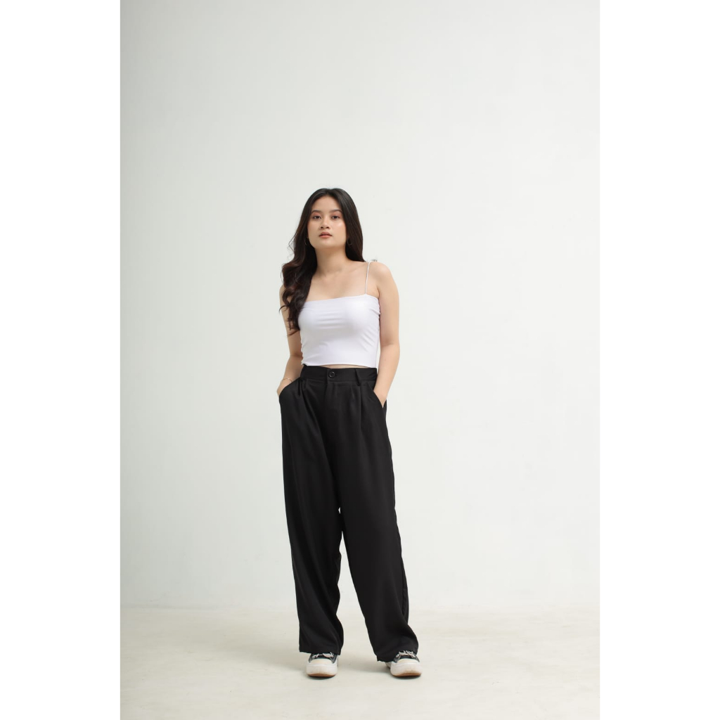 Loose Pants Highwaist Celana Kulot Formal Polos Ukuran All Size