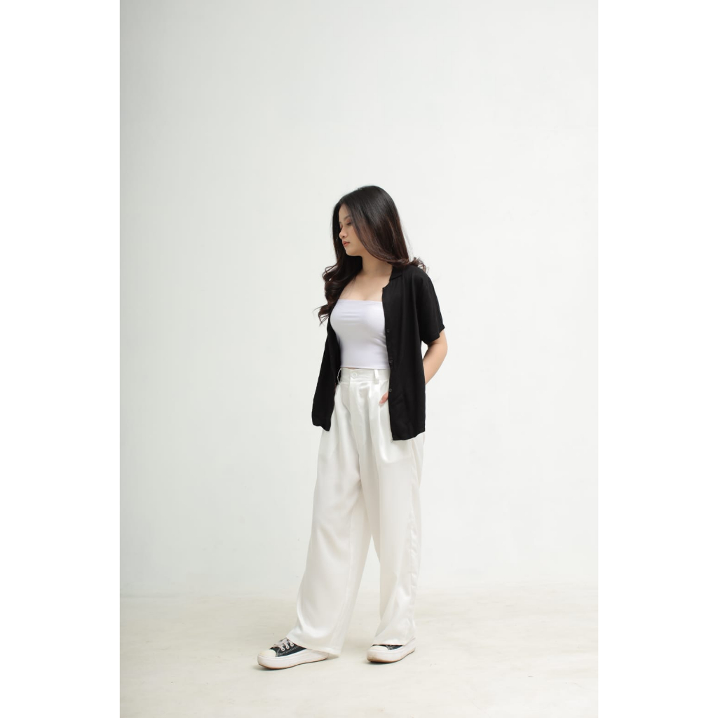 Loose Pants Highwaist Celana Kulot Formal Polos Ukuran All Size