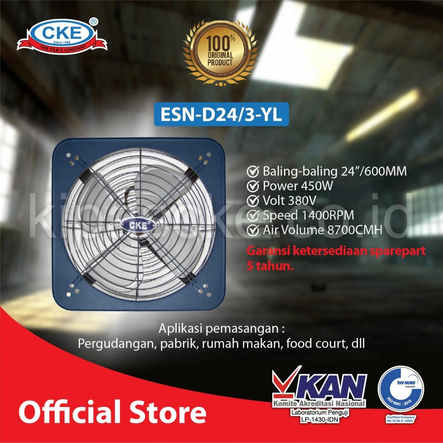 CKE Exhaust Fan ESN-D24/3-YL 24 INCH Exhaust Dinding Ventilasi Udara