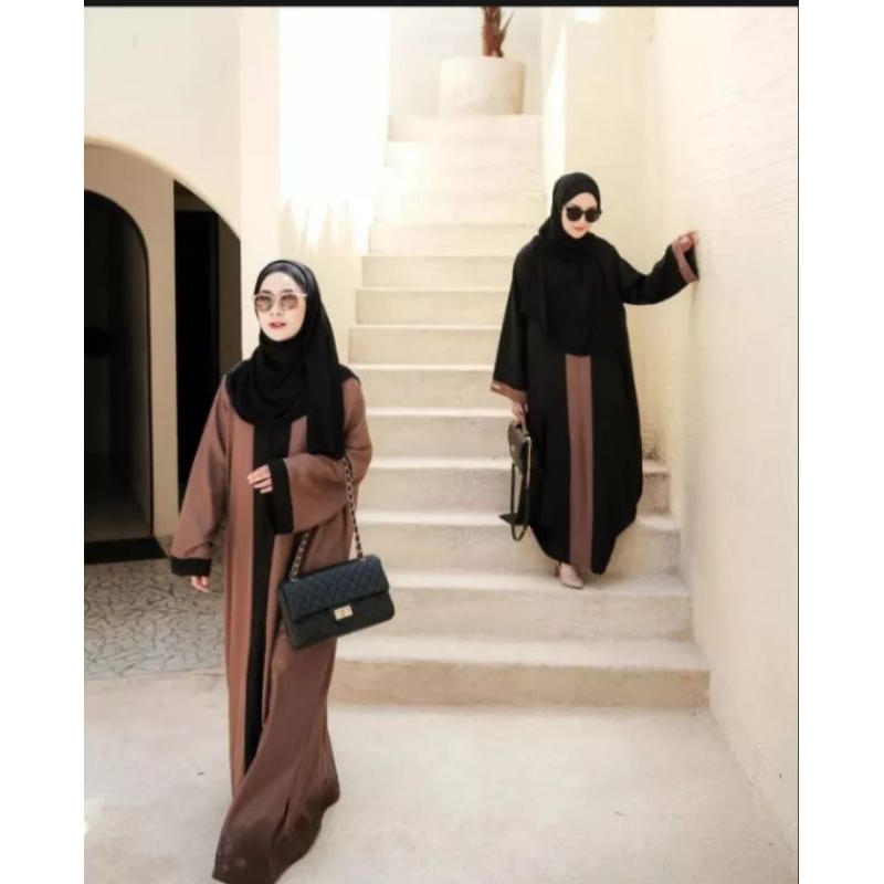 TERBARU Abaya Turki Basic Polos Abaya Kombinasi/Abaya Arab Ready M L XL/Abaya Remaja Terlaris/Abaya Wanita Syari Two Tone Terbaru/Abaya Termurah
