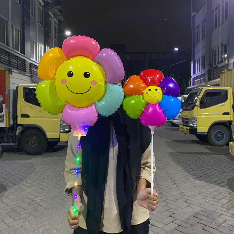 Balon Matahari Sunflower + Stick Cup Grosir Murah