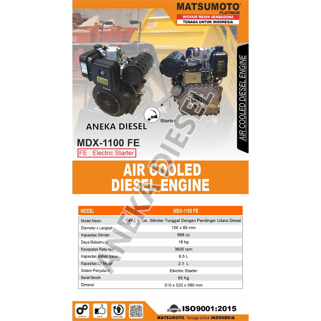 Mesin Penggerak Solar Engine Diesel 18Hp MATSUMOTO MDX 1100 FE Engine Diesel Water Cooled 18Hp MDX 1