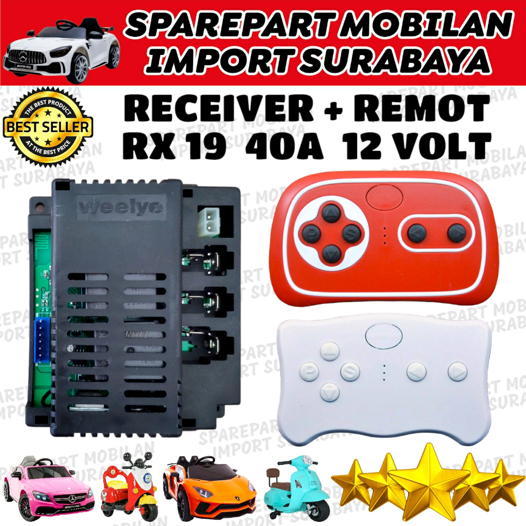 RECEIVER WEELYE RX 19 MODUL SPAREPART MOBILAN ANAK REMOT CONTROL 12 VOLT WELLYE RC DINAMO GEARBOK 12