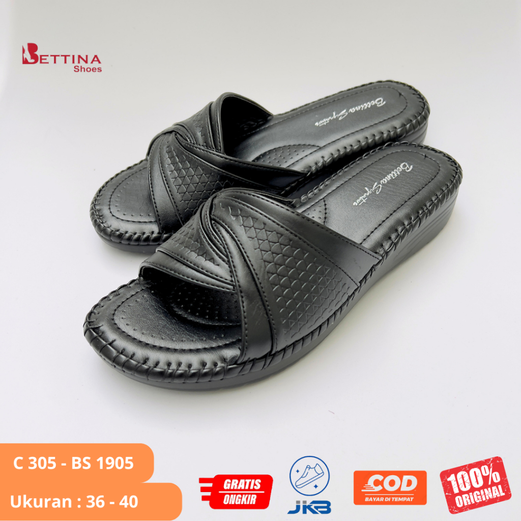 Sandal Selop Wanita Wedges Bettina C305 - BS1905 Original
