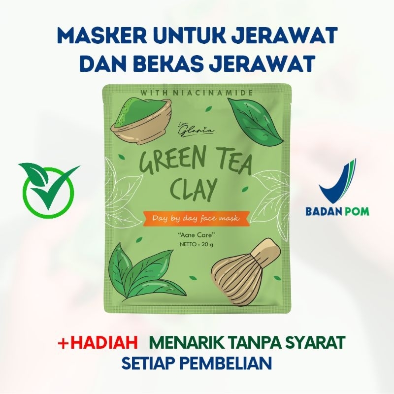 LEA GLORIA Daybyday Face Mask Green Tea Clay 20 gr - Masker Jerawat dan Bekas Jerawat