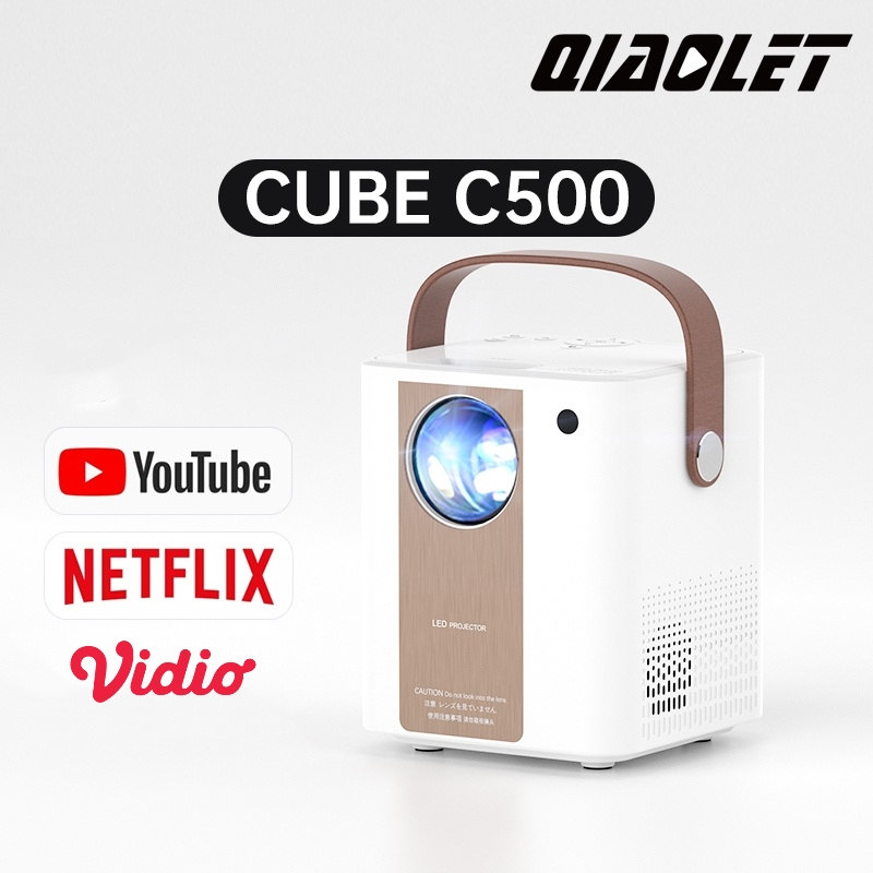 QIAOLET Portable Projector 6500 Lumens  C500 Android Proyektor Mini Bluetooth 5G Wifi Mendukung Netf