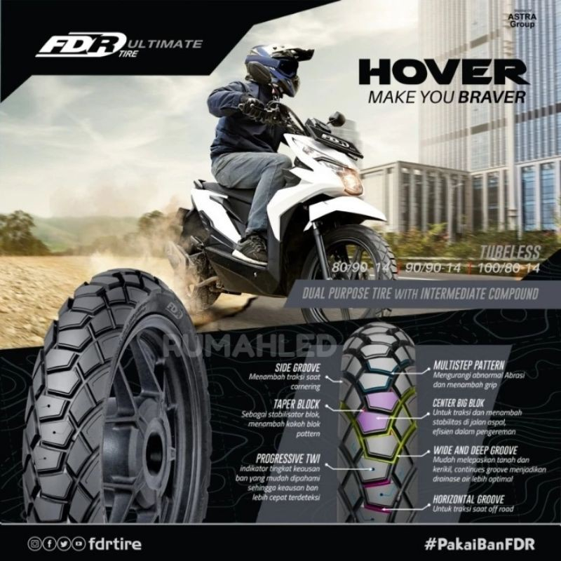 RB1 BAN FDR HOVER TUBELESS MOTOR MATIC Ring 14 Dual Purpose