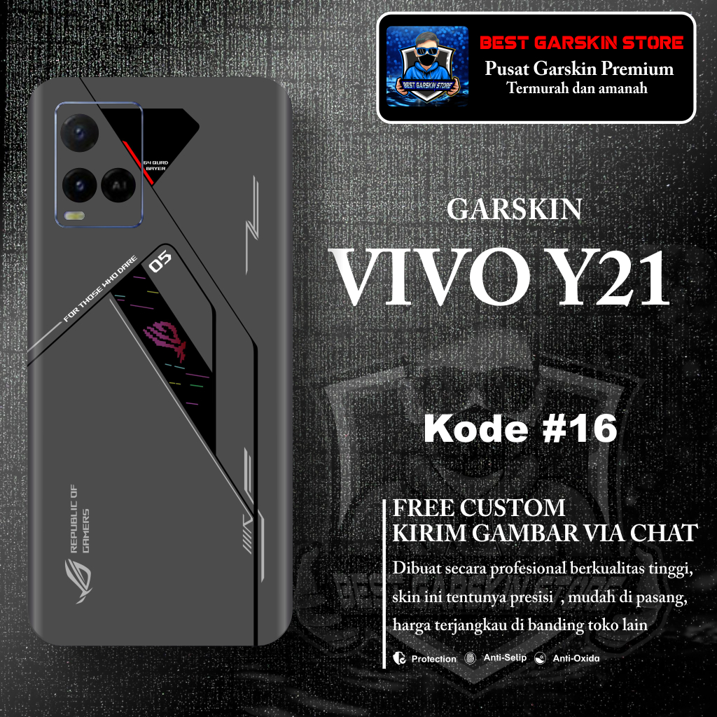 (Isi 2 Pcs) Garskin Stiker Vivo Y21 Motif 16-20 ( Bisa Request Gambar)