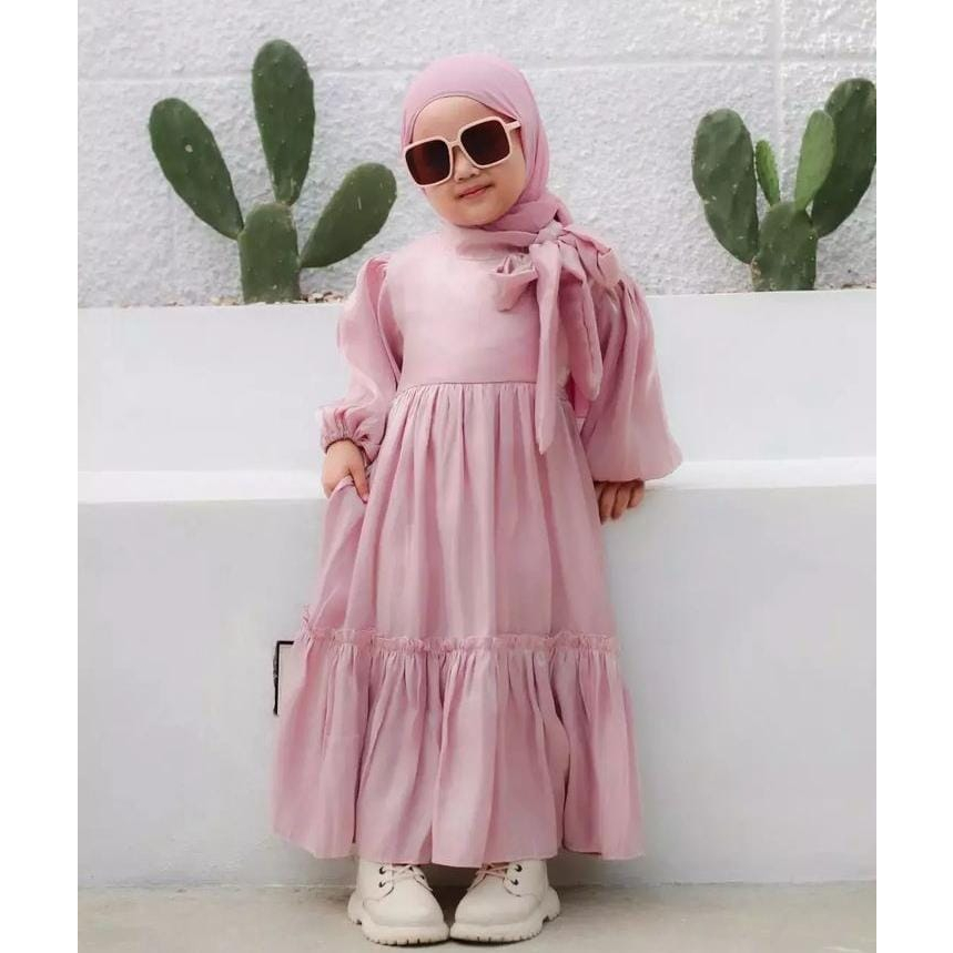Arsyila Kids Shimer Fre Hijab/Dress Anak 2-12 Thn/Dress Lebaran Anak/Gamis Anak Perempuan Muslim