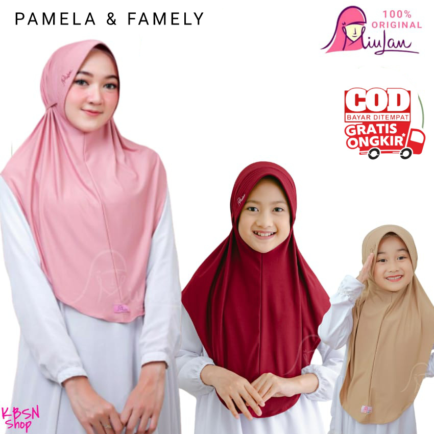 BISA COD-MIULAN HIJAB PAMELA FAMELY DEWASA DAN ANAK JERSEY PREMIUM JILBAB INSTANT / READY GROSIR KER