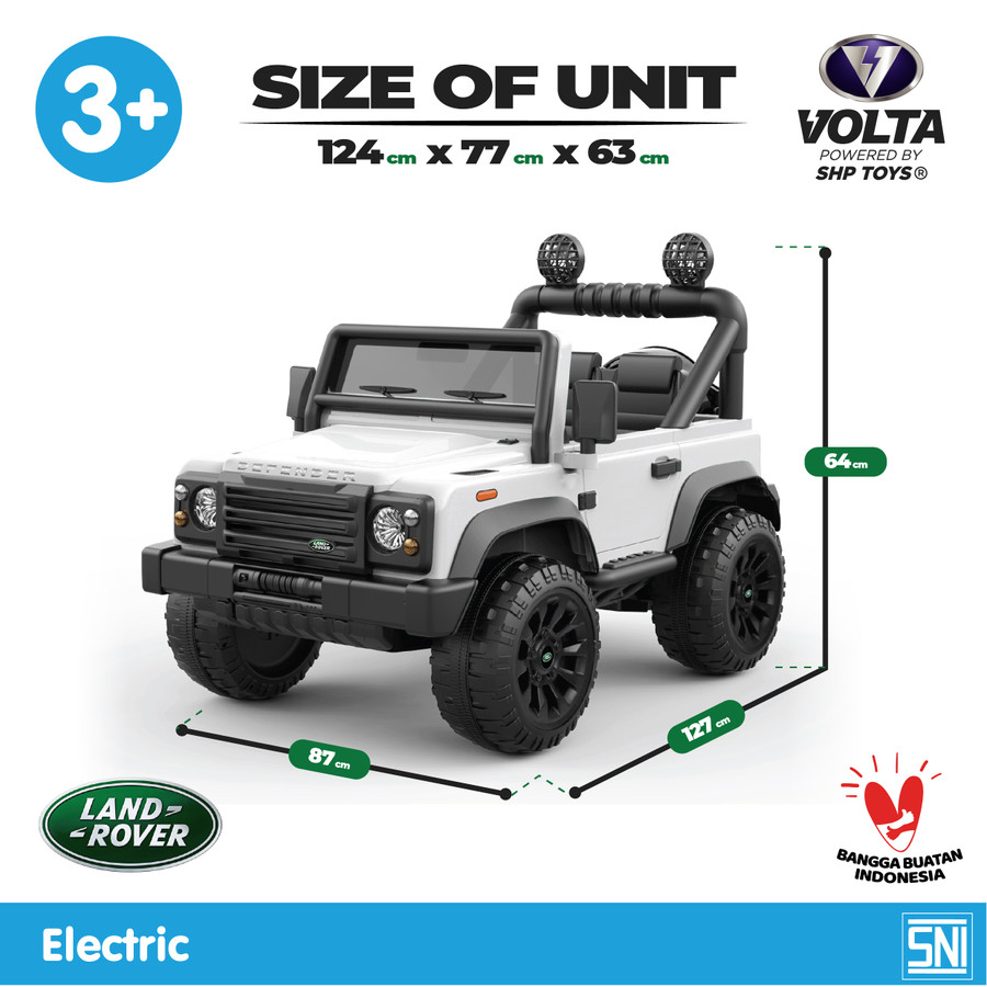Mainan mobil aki anak Volta 5008 Landrover Defender - Maenan anak remote control, Merah, Orange, Hit