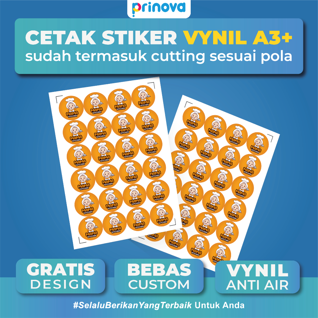 

Cetak Stiker Label Vynil Cutting Custom Ukuran A3 Anti Air waterproof / Stiker Label Kemasan Frozen Food / Stiker Label Nama Olshop
