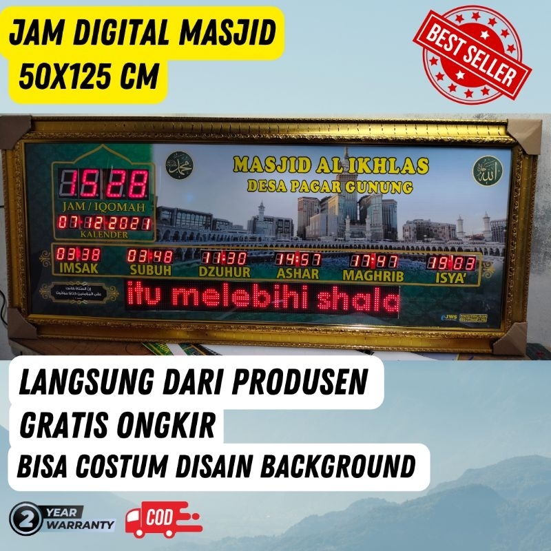 TERLARIS JAM DIGITAL MASJID JADWAL SHOLAT OTOMATIS BESAR