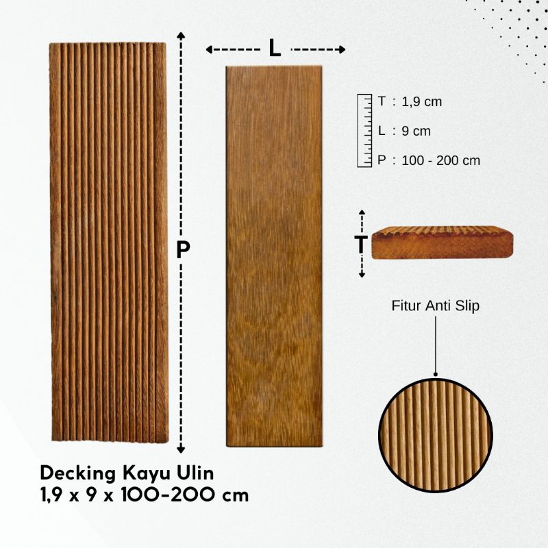 Lantai kayu Decking Ulin Kalimantan
