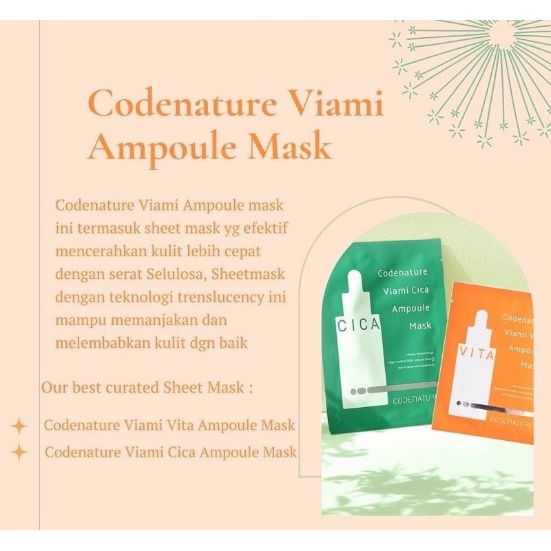 (BPOM) Codenature Viami Ampoule Mask Masker Muka