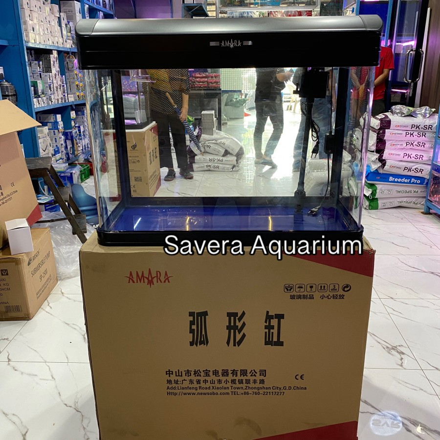 AQUARIUM AMARA 800F BENDING + TUTUP - 80x38x55 CM - TEMPAT IKAN HIAS