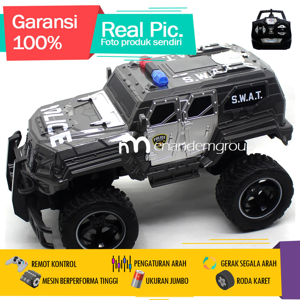 Mainan Mobil Remot Kontrol RC Adventure Car Polisi Super Jumbo Offroad Trail Monster
