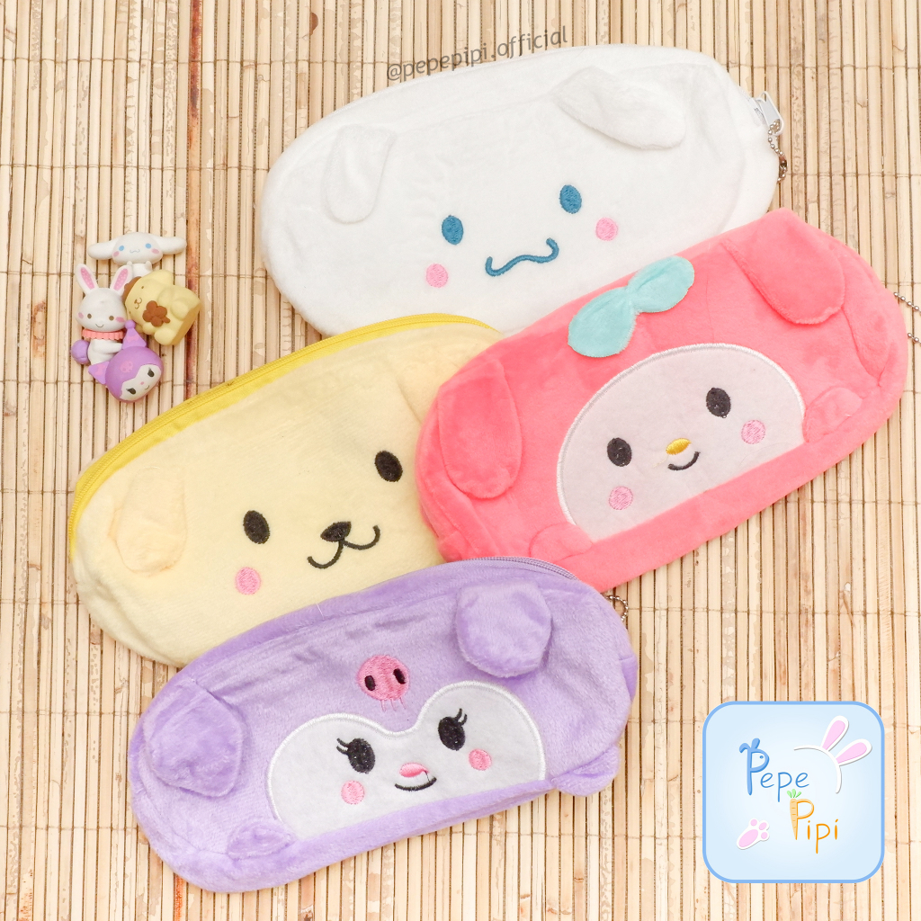 

Kotak Pensil Plushy Sanrio Tangan Kuromi Pom Purin Cinnamoroll My Melody Tempat Pensil Plush Wadah Pensil Kostak Pouch Makeup Kosmetik