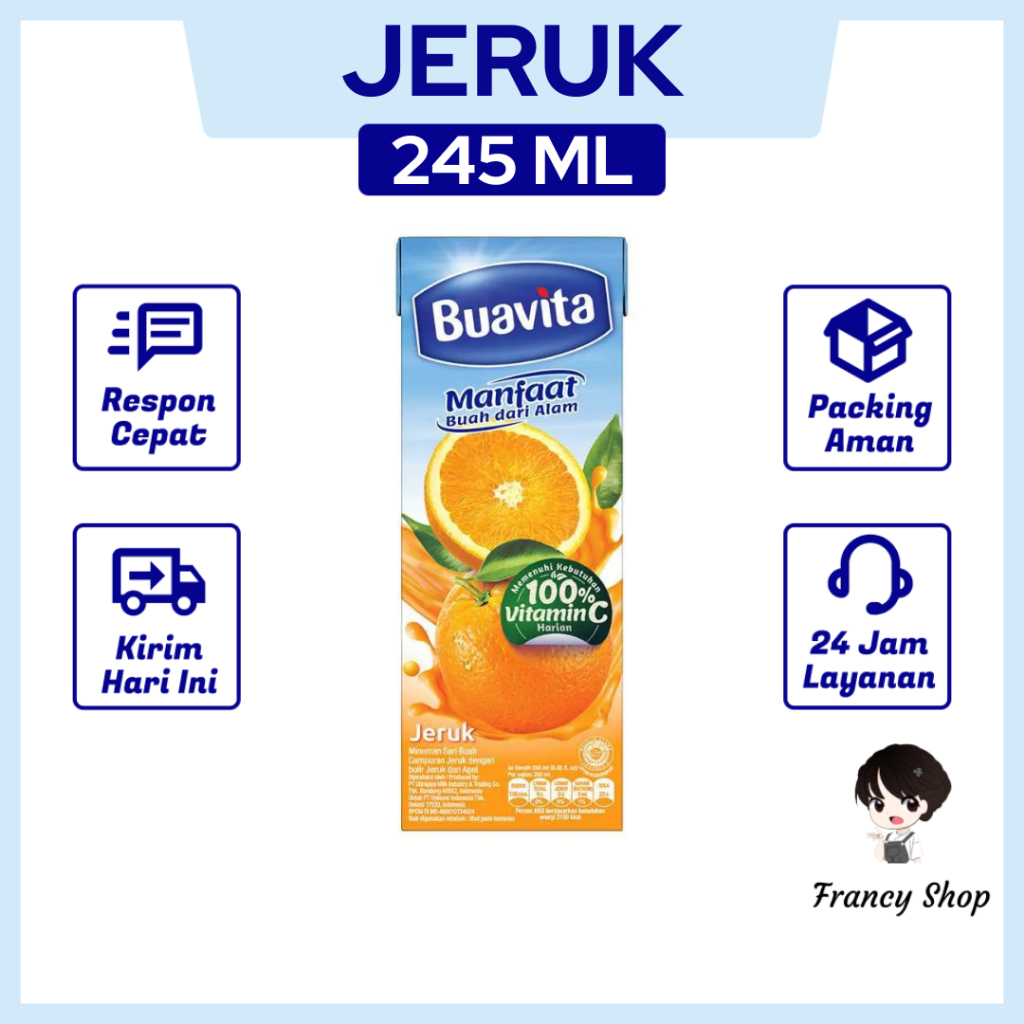 

Buavita Jus Jeruk Orange Juice 245 ml