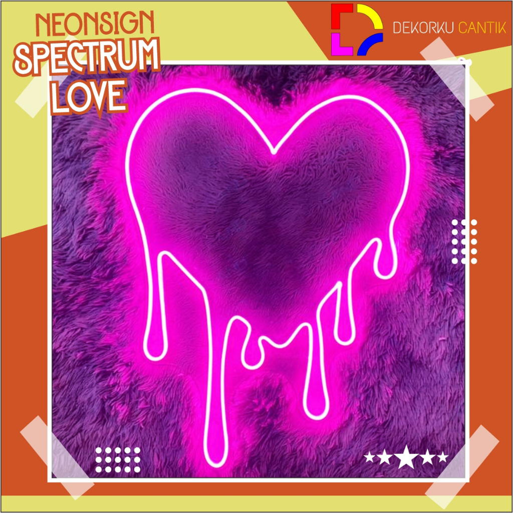 Neon Lampu Hias Logo Love Neon Flex Custom Dekorasi Cafe Aesthetic