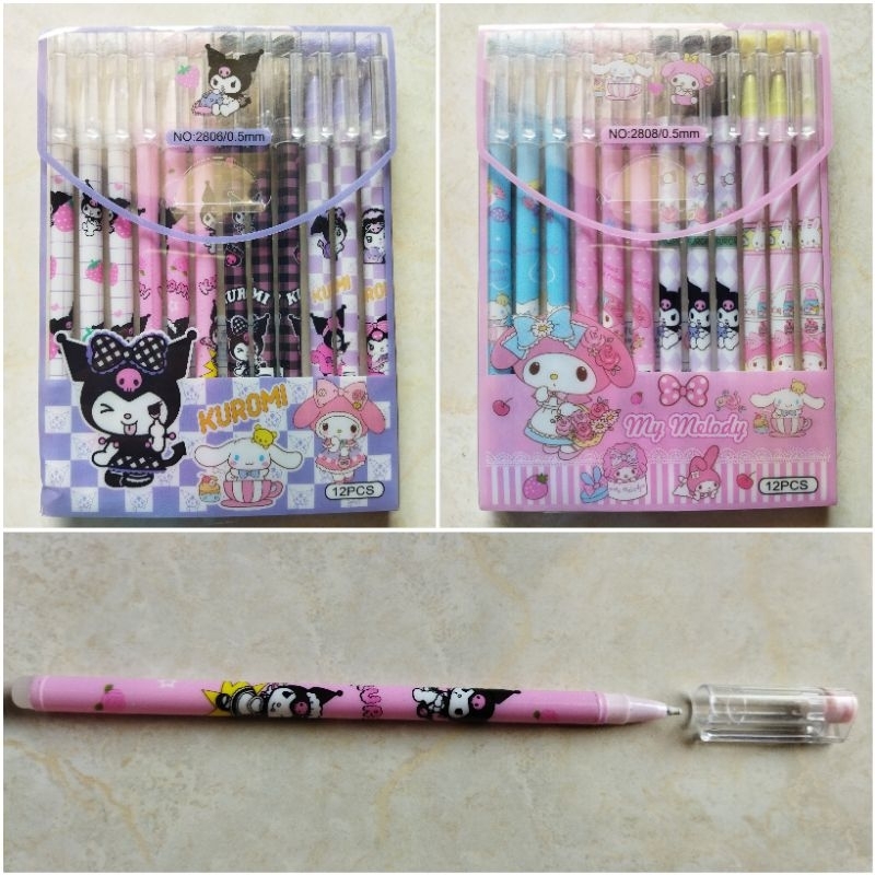 

[12 pcs] Pulpen Hapus Kuromi Melody Bolpoin Hapus Karakter Lucu