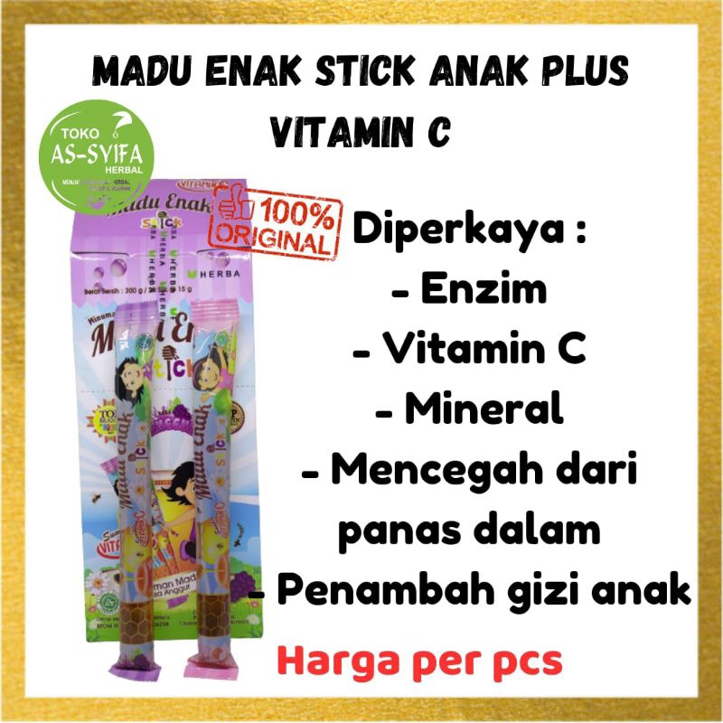 

Madu Enak Stick Stik Herba madu enak untuk anak anak Harga Per Pcs stick sachet Madu Anak Sachet