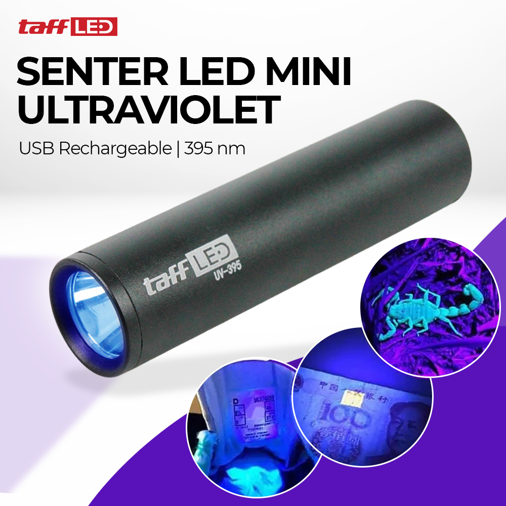 Taffled Senter LED Mini Ultraviolet USB Rechargeable 395nm 365nm - UV-395 S11-Z ORIGINAL GENUINE PRO